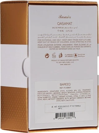 Eau De Parfum Rasasi Qasamat Bareeq