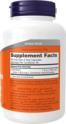 Добавка аминокислоты Now Foods L-Орнитин гидрохлорид