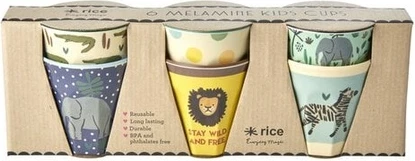 Чашки Rice 6 штук Маленькие Меламиновые Детские Чашки - Принт Джунгли Синий