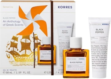 Туалетная вода и набор после бритья Korres Black Pepper