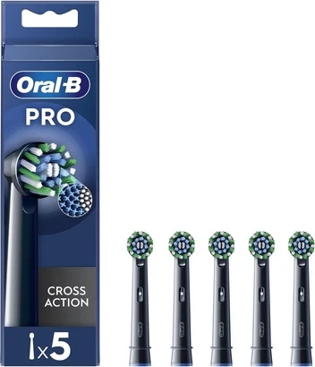 BRAUN Oral-B Pro Cross Action Qora 5 dona uchun elektr tish cho'tkasi boshchalari