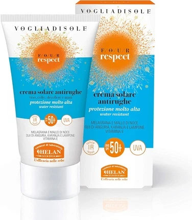 Солнцезащитный крем Helan Vogliadisole Respect Антивозрастной солнцезащитный крем Очень высокая защита SPF 50+