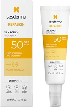 Yuqori himoyali quyosh kremi Sesderma Repaskin Facial Spf50 ipakdek teginish