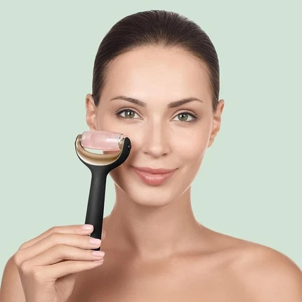 GESKE SmartAppGuided Mikroigna Face & Body Roller 9 ta 1 Quyoshli kvarts va sovutish moslamasi bilan Elektr Derma Rolik Mikronedling Qurilmasi Igna Rolik Go'zallik Roligi Yuz va Tana uchun Kulrang