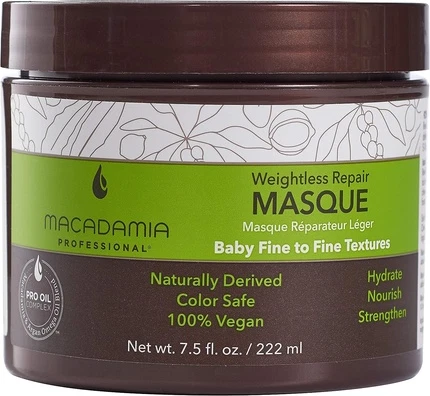 Macadamia Professional Weightless Moisture Masque sochini parvarish qilish uchun