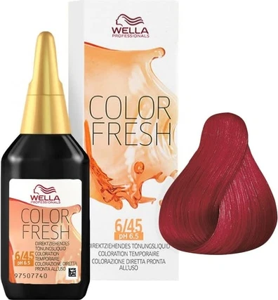Wella Color Fresh soch uchun bo'yoq 6/45 To'q Qizil Mahagon Qizil Sarishin