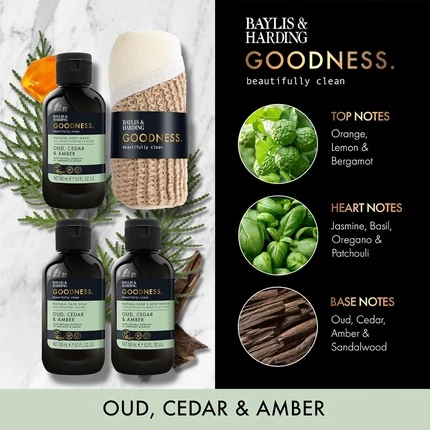 Набор для ухода за телом Baylis & Harding Goodness Oud, Cedar & Amber Essentials Gift Set