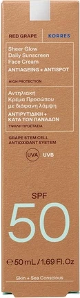 Солнцезащитный крем для лица Korres Red Grape с эффектом сияния SPF50