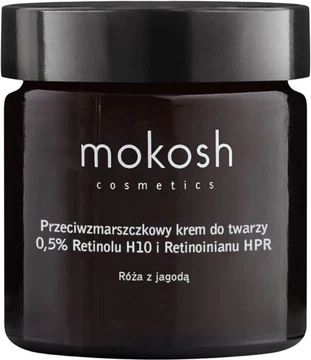 Yuz uchun krem Mokosh Yoshartirish va Tiklash Ajinlarga qarshi yuz kremi 05 Retinol H10 va Retinoid Hpr atirgul bilan