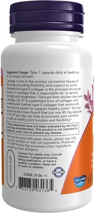 Капсулы Now Foods NOW UC-II Коллаген с неденатурированным коллагеном II типа