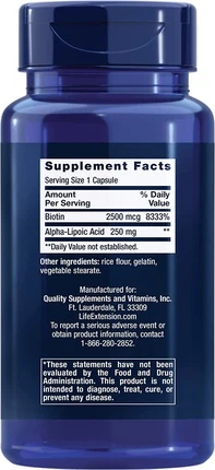 Капсулы Life Extension Super Alpha-Lipoic Acid с биотином