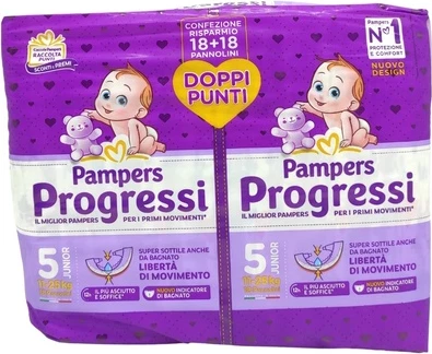 Подгузники Pampers Progressi Размер 5 Junior Упаковка 36 Двойная упаковка