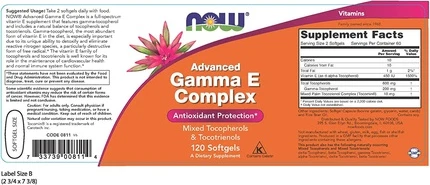Мягкие желатиновые капсулы Now Foods Advanced Gamma E Complex