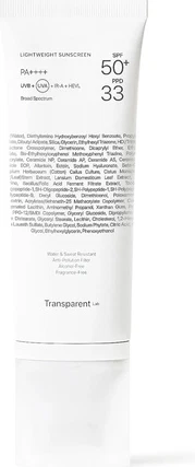 Легкий солнцезащитный крем SPF50+ Transparent Labs