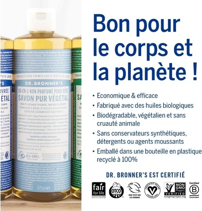 Suyuq sovun Dr Bronner's Organik Baby Unscented Pure-Castile Suyuq sovun