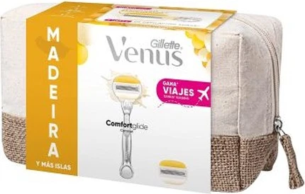 Gillette Набор для удаления волос с бритвой, 5 лезвий для женщин, набор с зарядным устройством и косметичкой