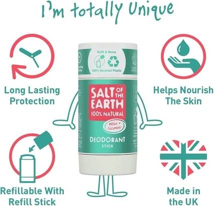 Natural Deodorant Stick Salt Of The Earth Melon & Cucumber