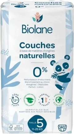 Натуральные подгузники Biolane, размер 5