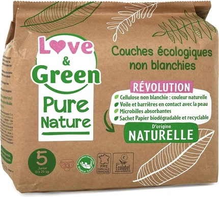 Подгузники Love & Green Pure Nature Ecological Unbleached T5