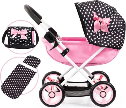 Dolls Pram Bayer Cosy Black va Pinkda