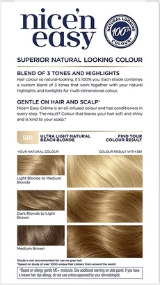 Kiyim uchun soch bo'yoqlari Clairol Nice'n Easy SB1 Ultra Light Natural Beach Blonde