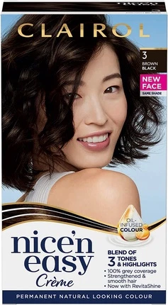 Clairol Natural Look Oil Infused Permanent Hair Dye 3 Qora Jigarrang