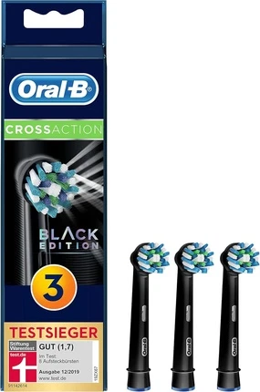 Oral-B Crossaction Black Edition tish cho‘tkasi uchun almashtiriladigan boshchalar